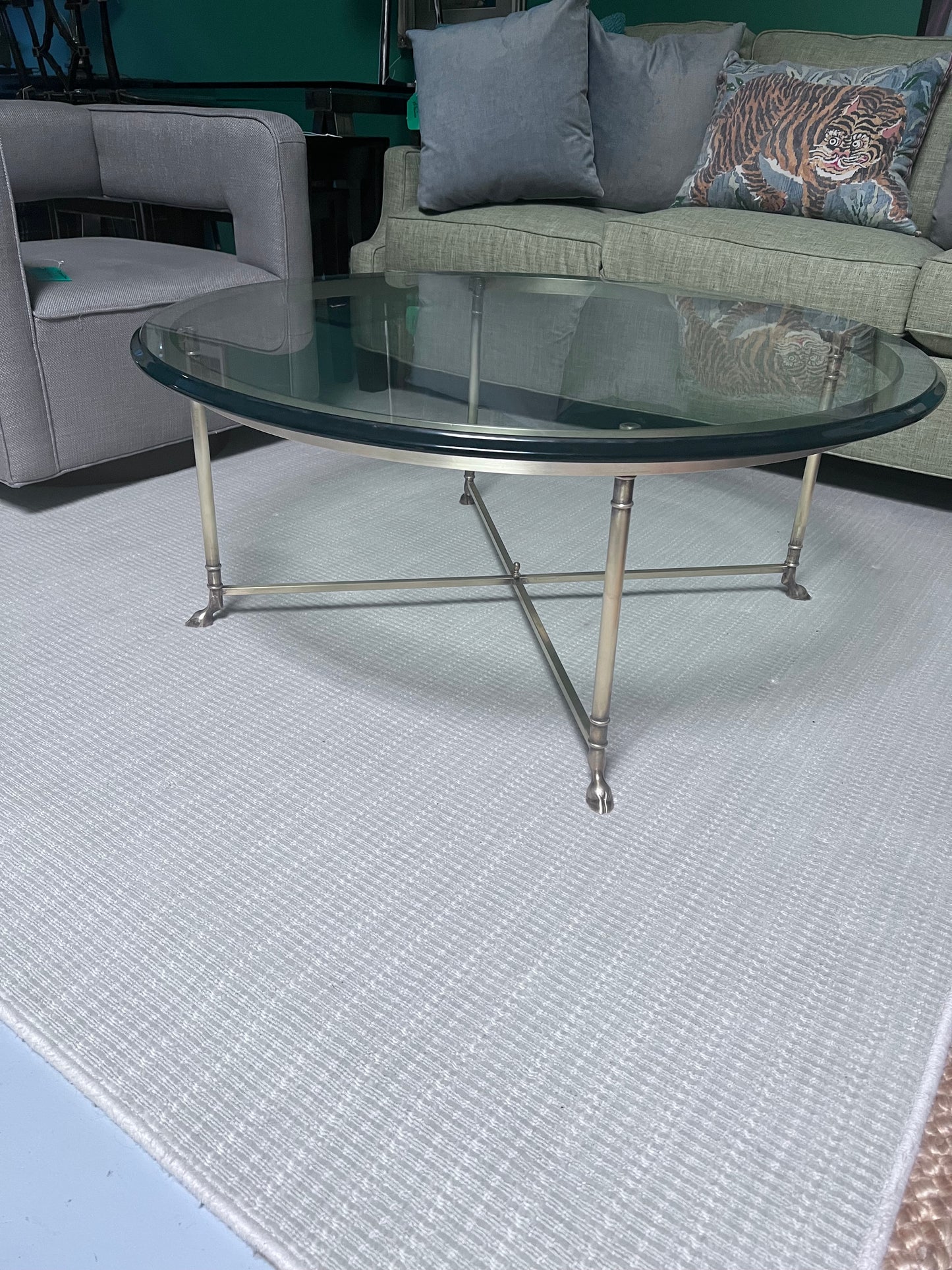 Round Glass Top Coffee Table With Brass Frame