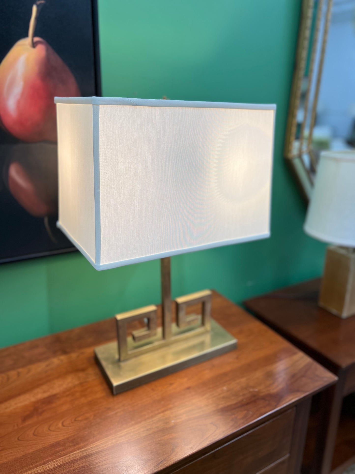 Pair Of Visual Comfort Greek Key Brass Table Lamp