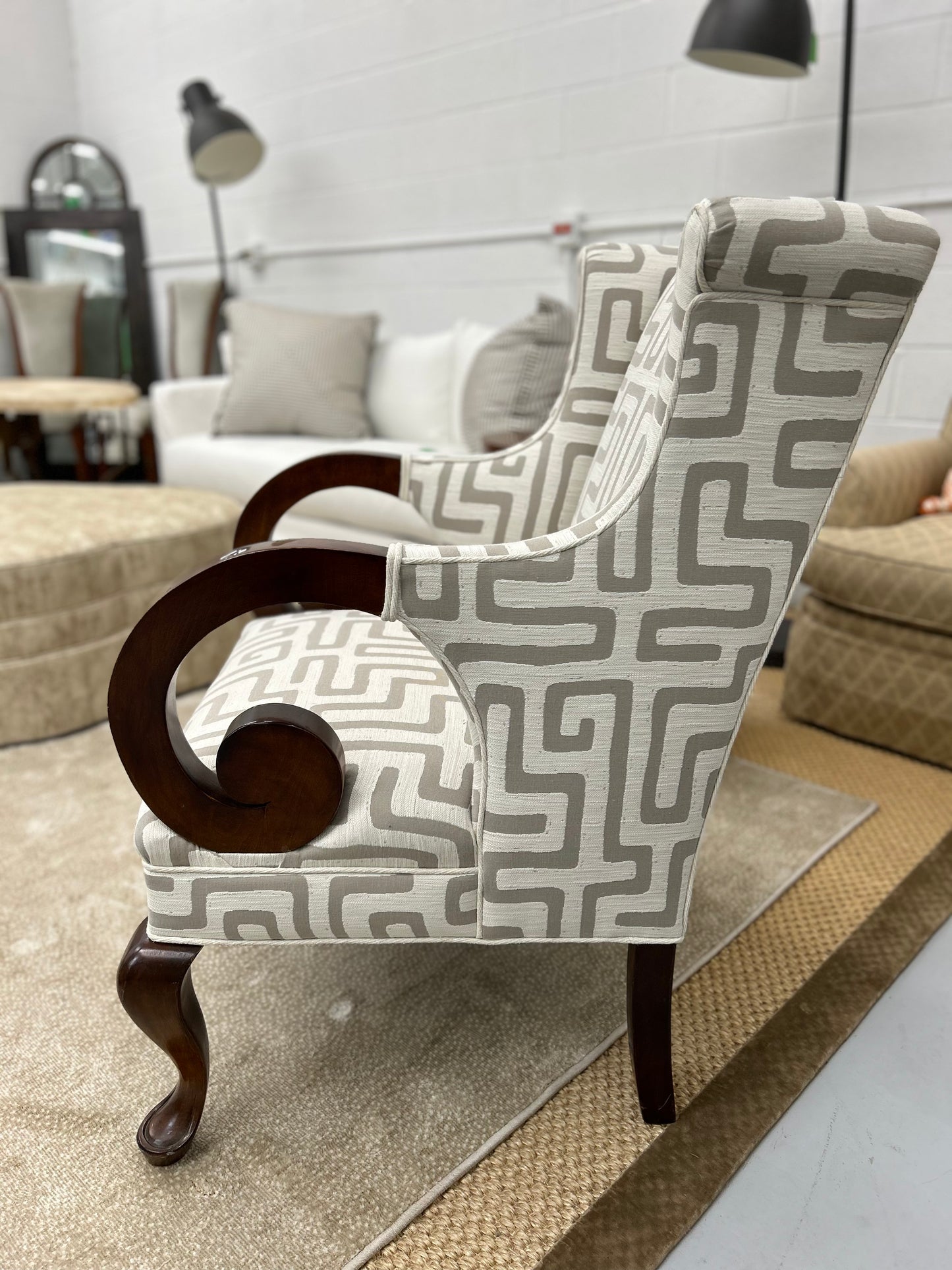 Greek Key Wingback