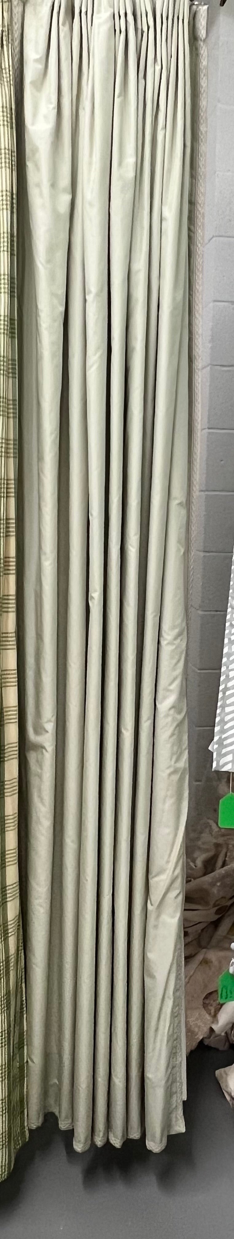 Green Gingham Silk Drapes