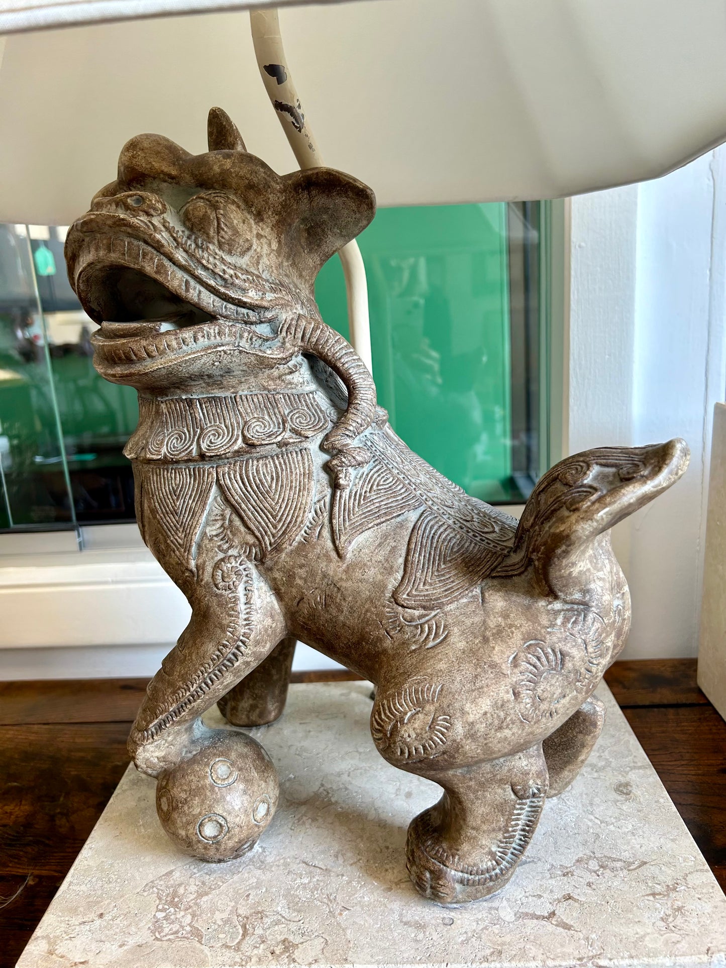Coral Foo Dog Lamp