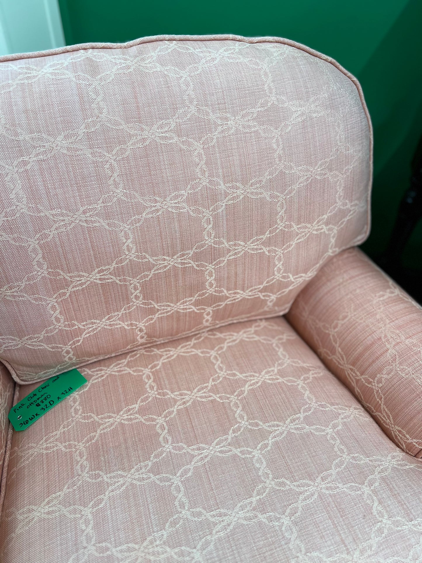 Pink Club Chair With Ottoman