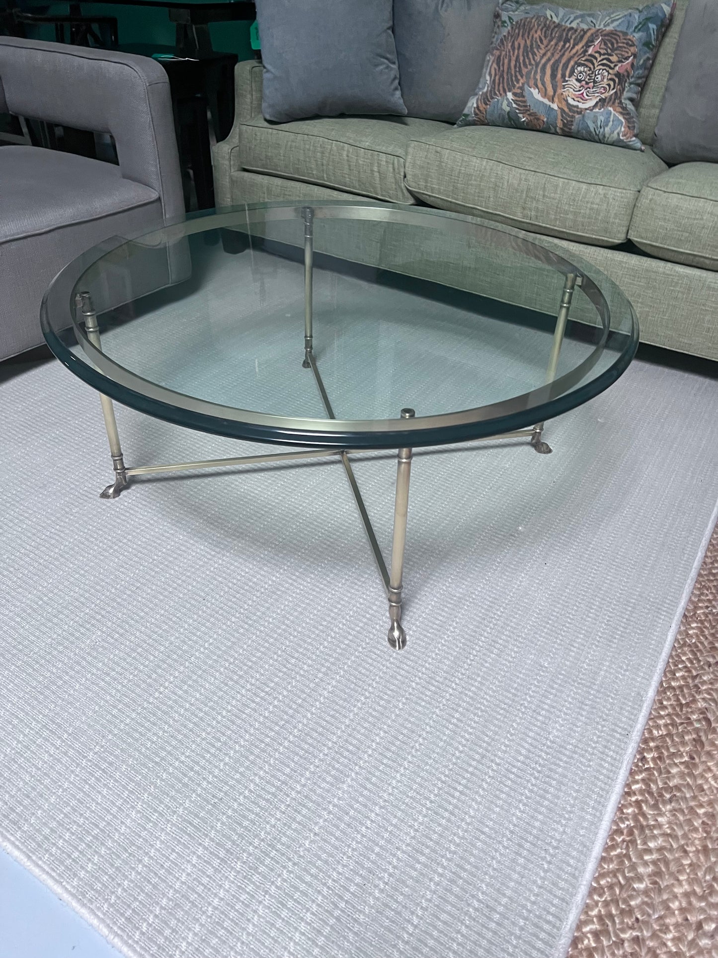 Round Glass Top Coffee Table With Brass Frame