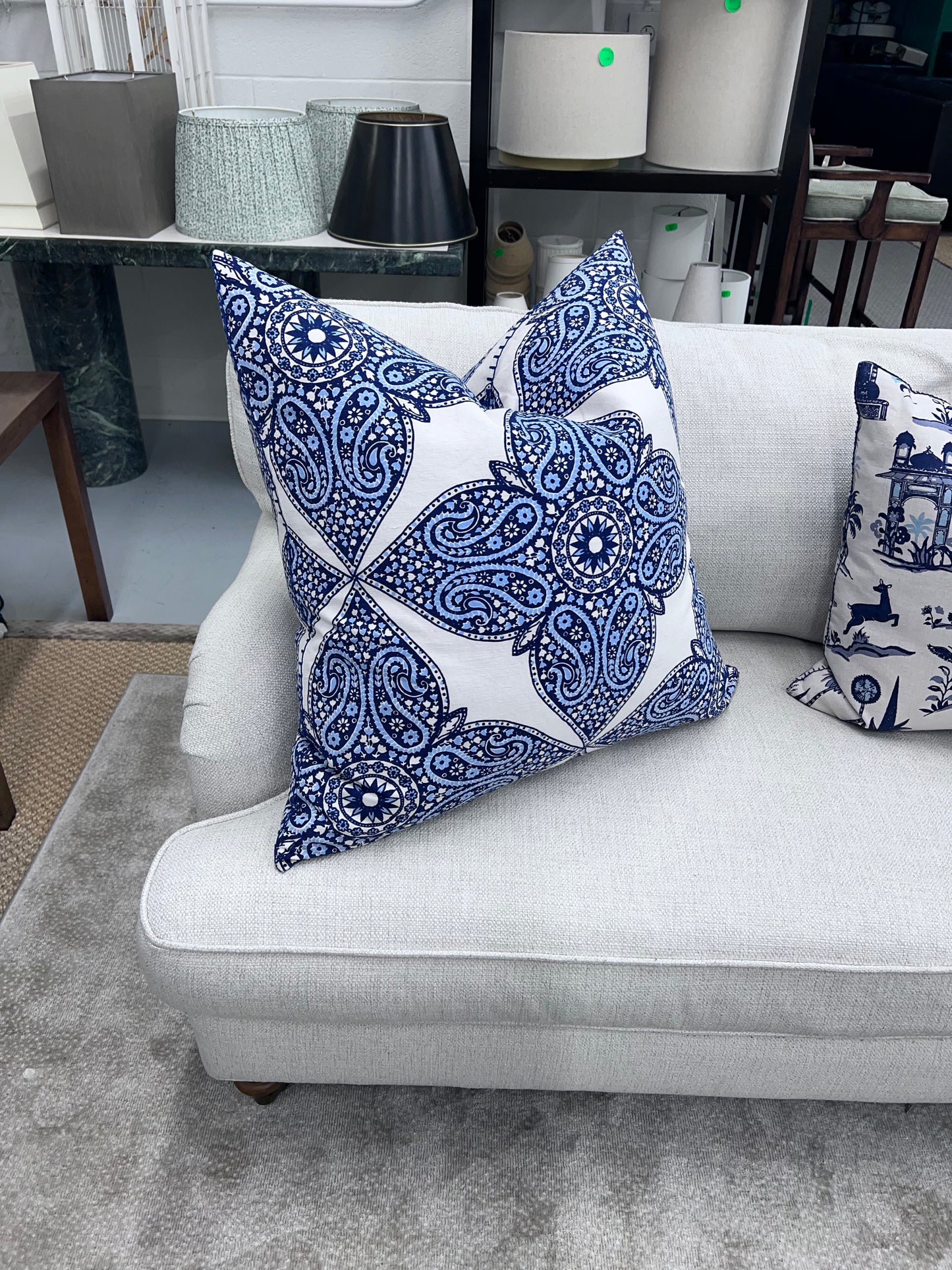 Bedside Manor Blue And White Medallion Pillow