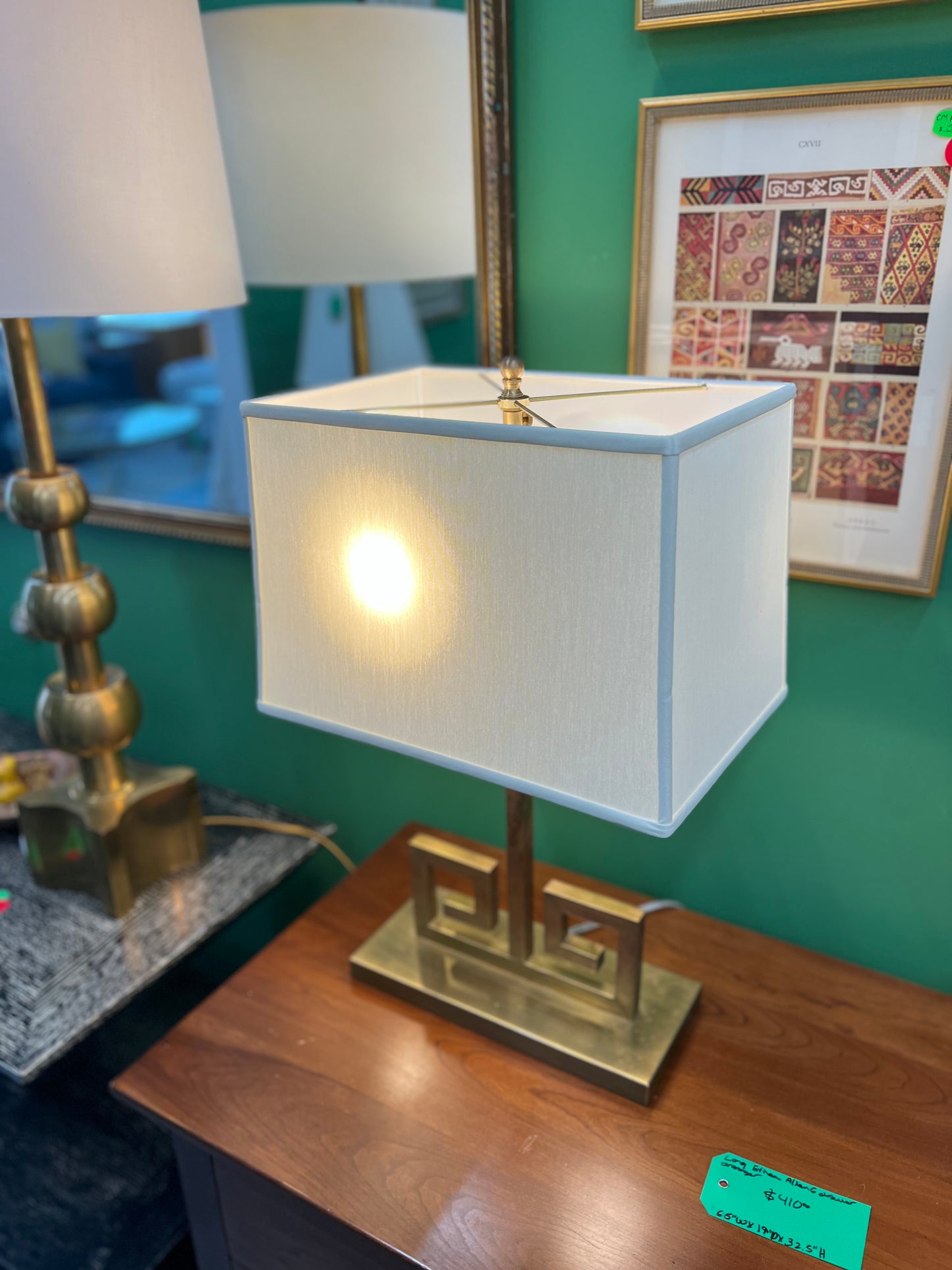 Pair Of Visual Comfort Greek Key Brass Table Lamp