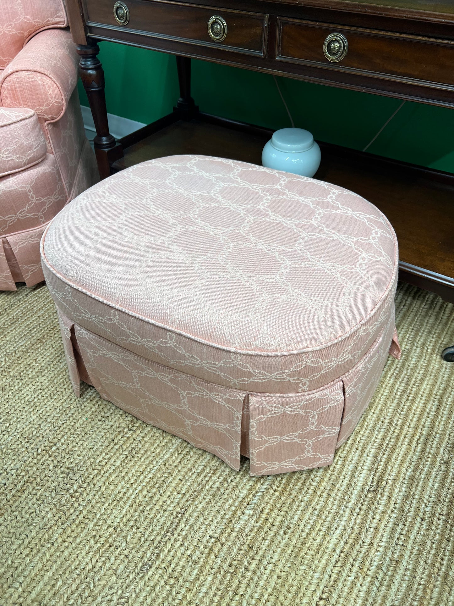 Pink Club Chair With Ottoman