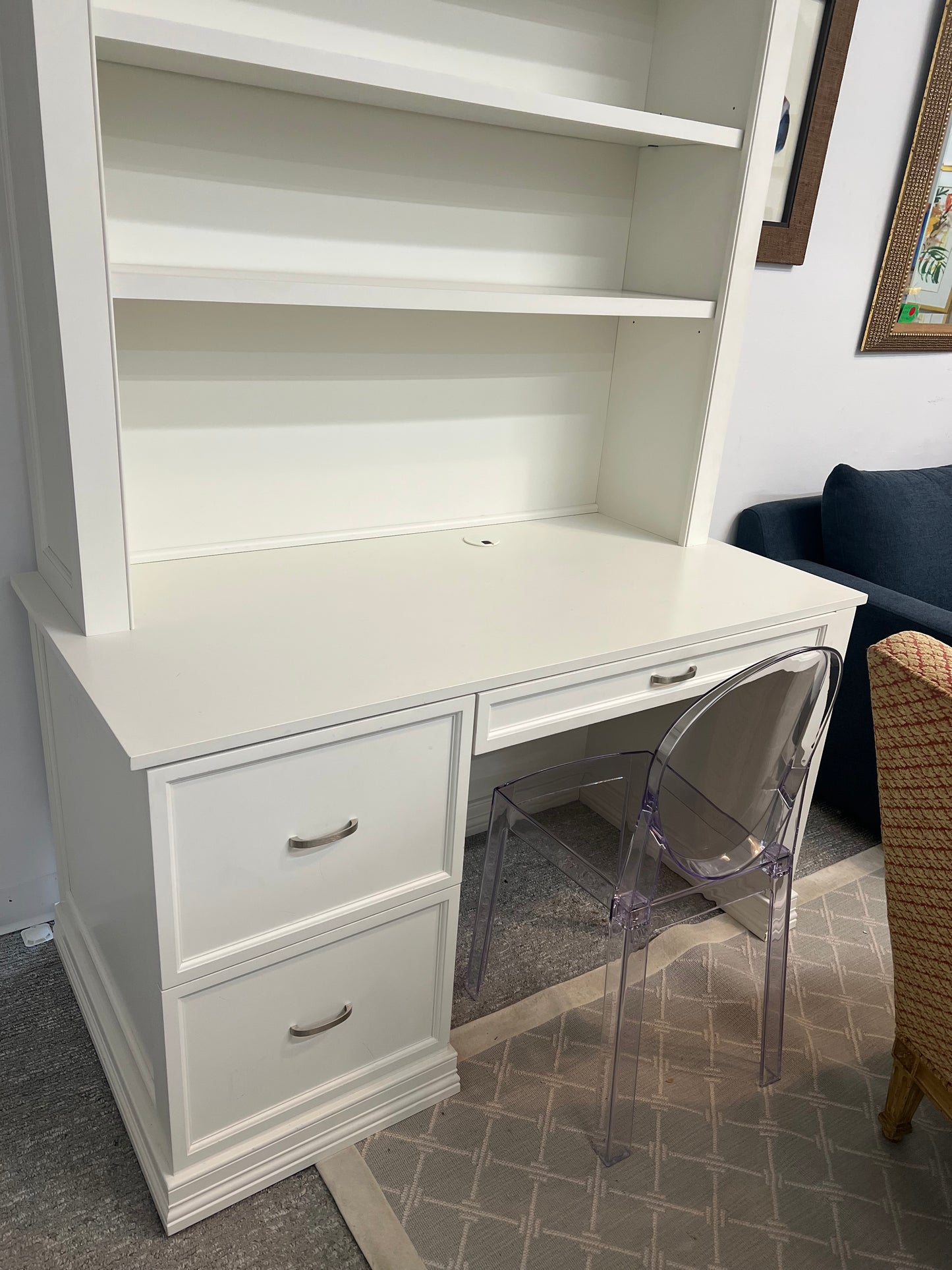 White Desk And Bookshelf