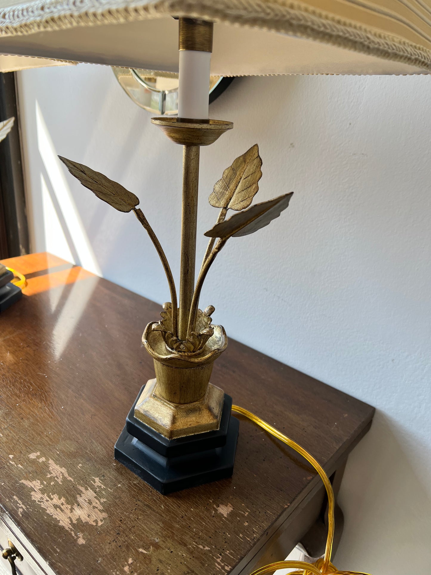 Brushed Gold Potted Plant Lamp