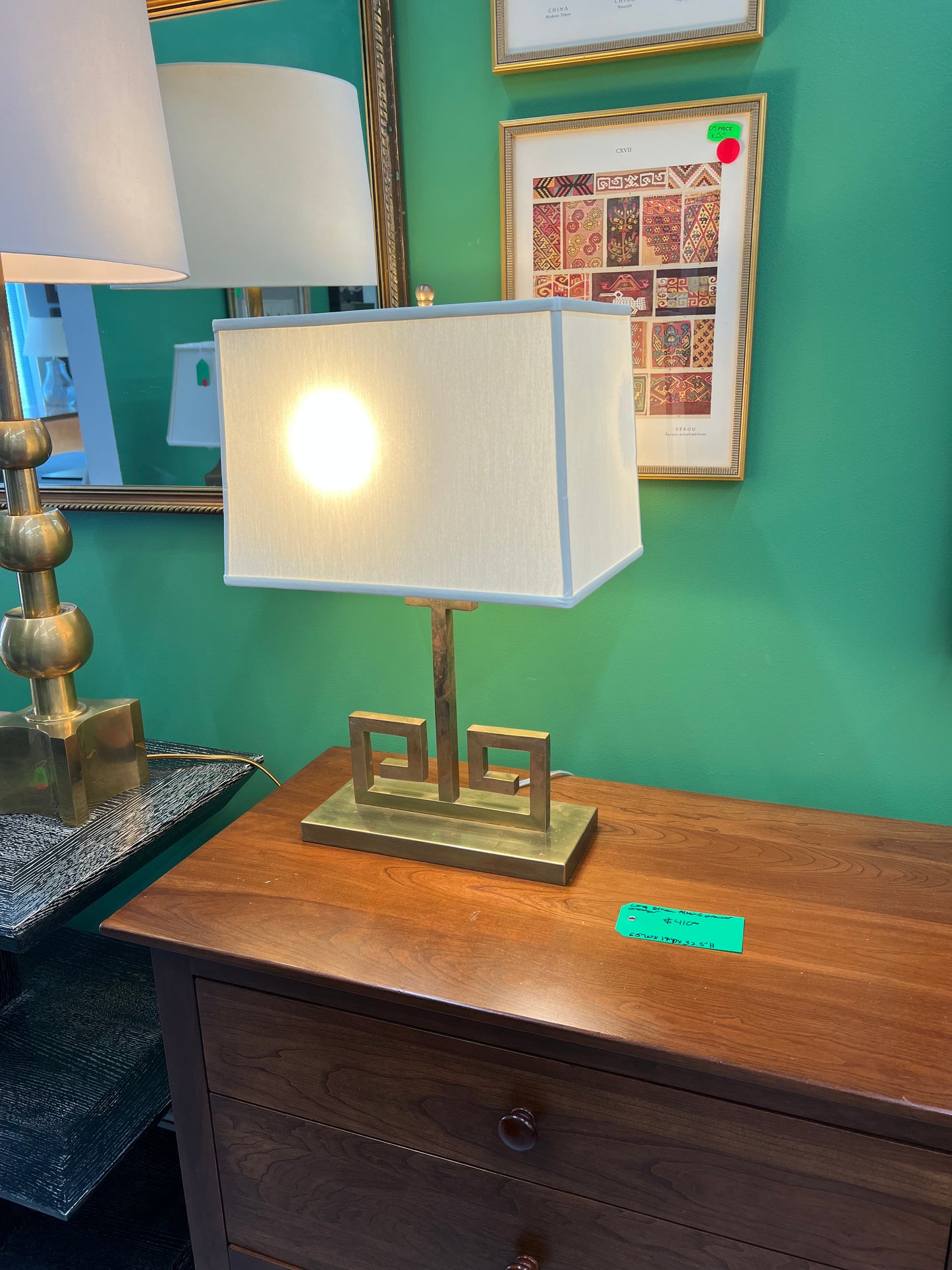 Pair Of Visual Comfort Greek Key Brass Table Lamp