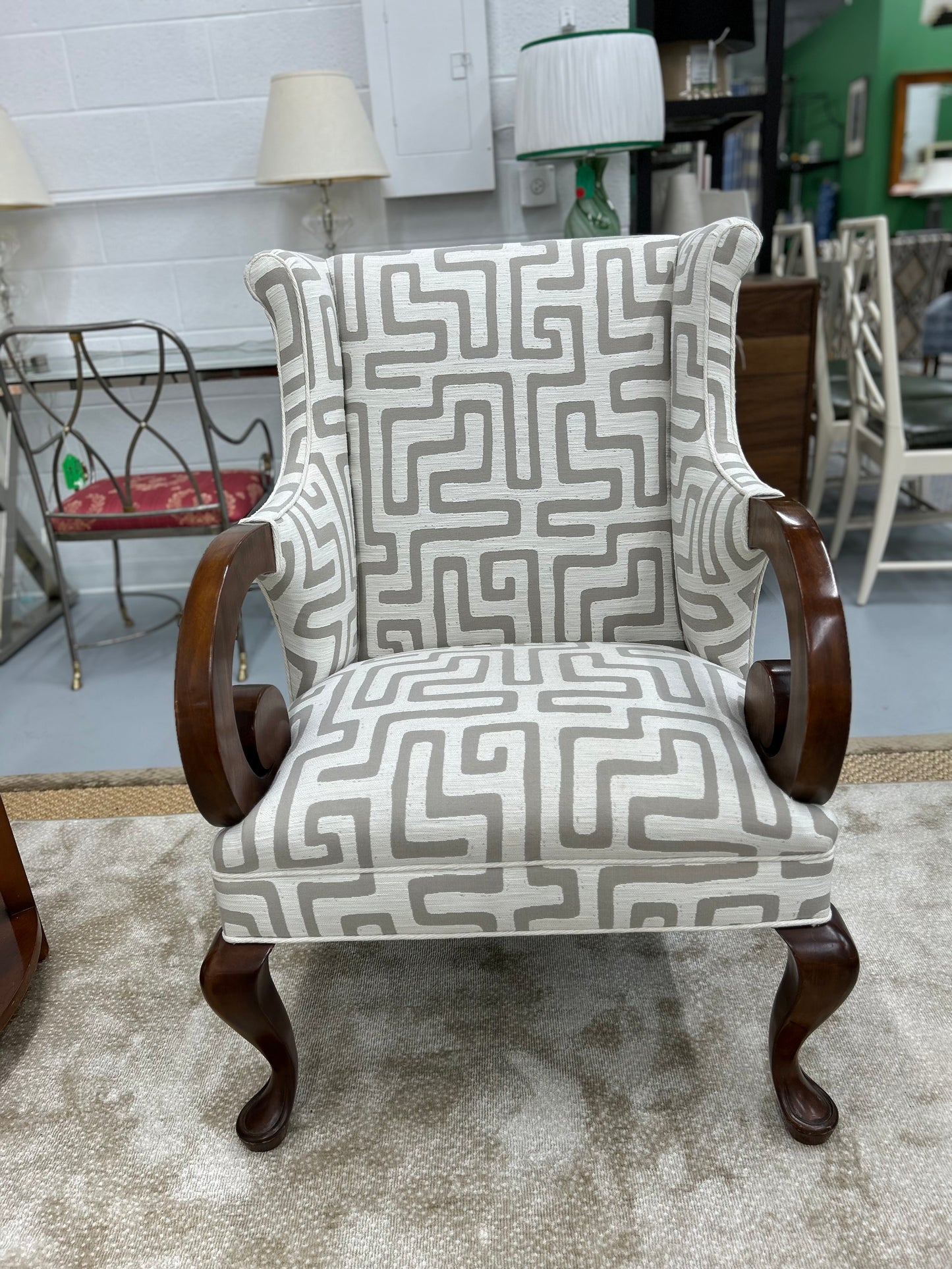 Greek Key Wingback