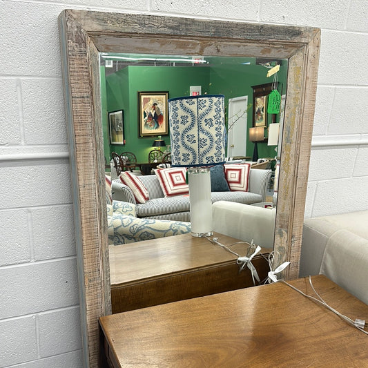 Large Pickled Wood Frame Mirror