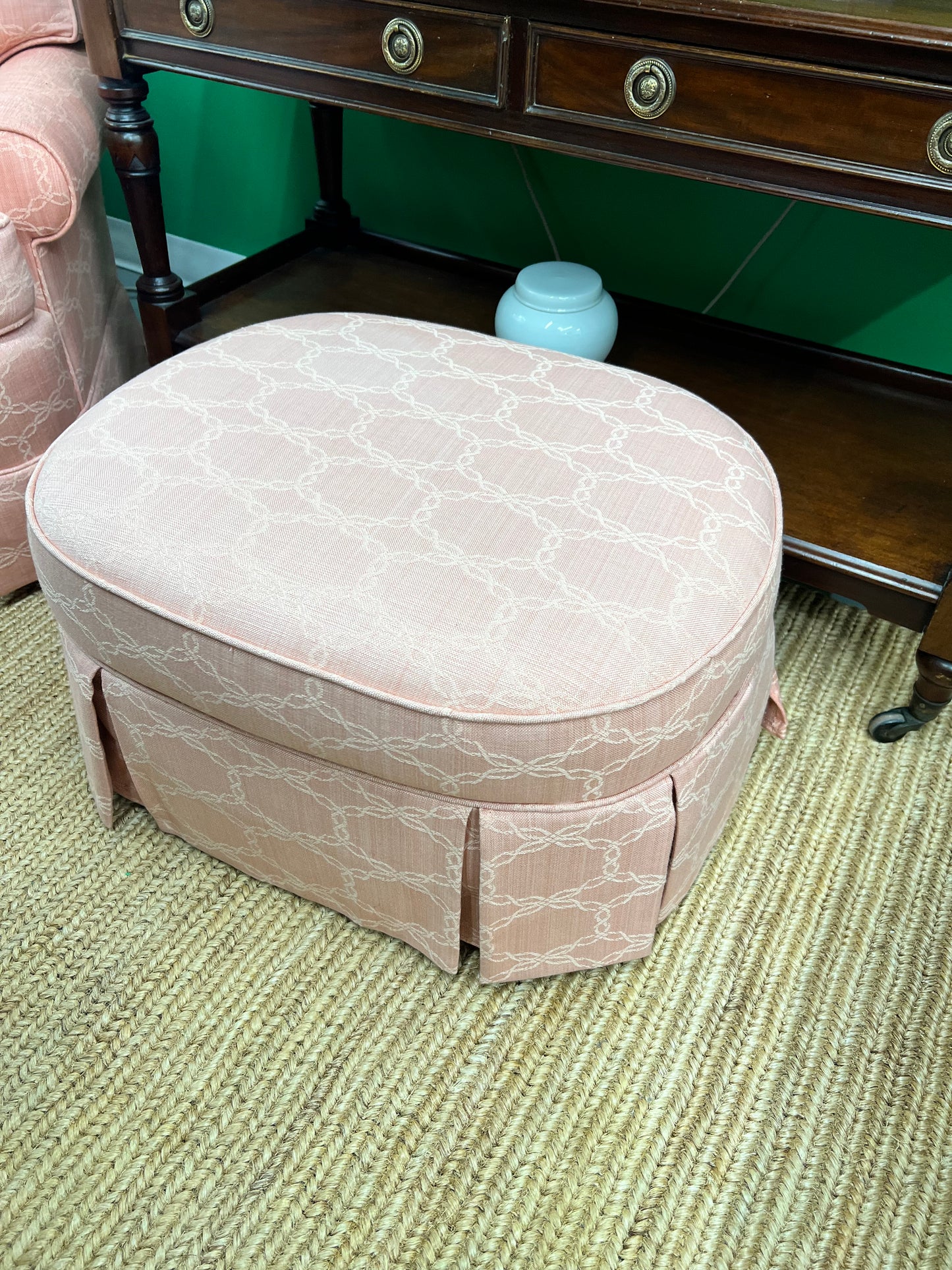 Pink Club Chair With Ottoman