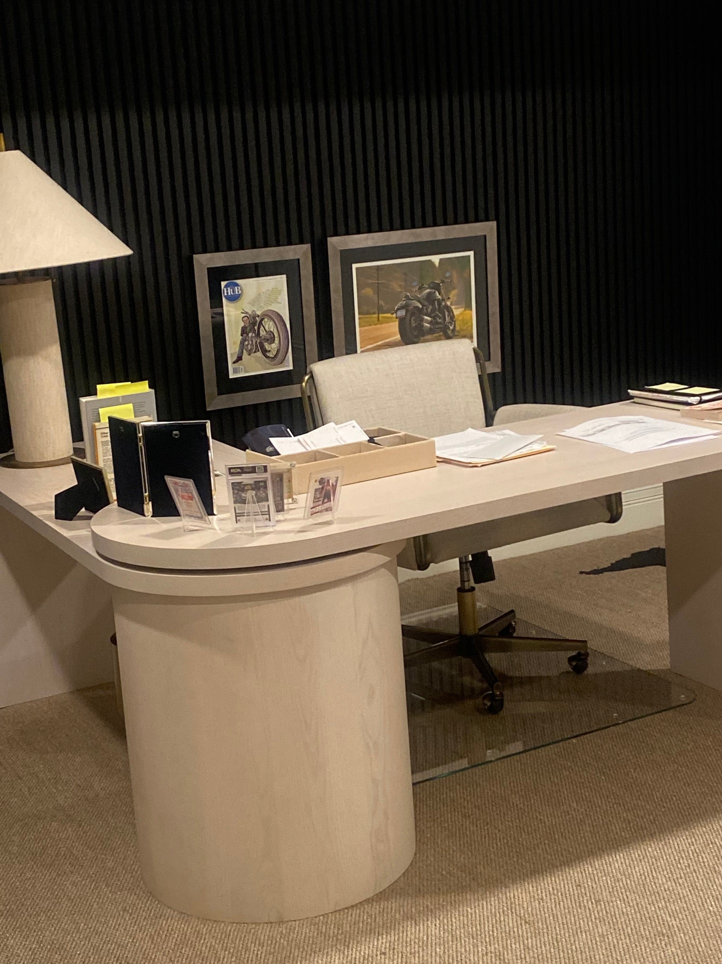 Crate & Barrel Twist Whitewashed Ash Rotating Large Desk With Storage
