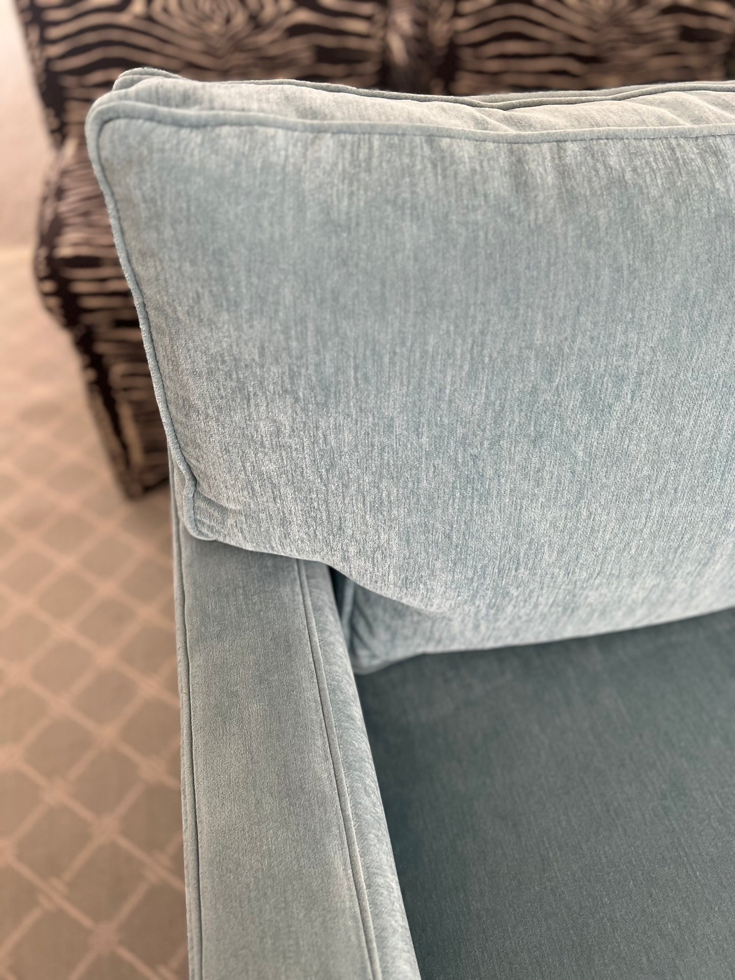 Custom Blue Sectional In Performance Fabric