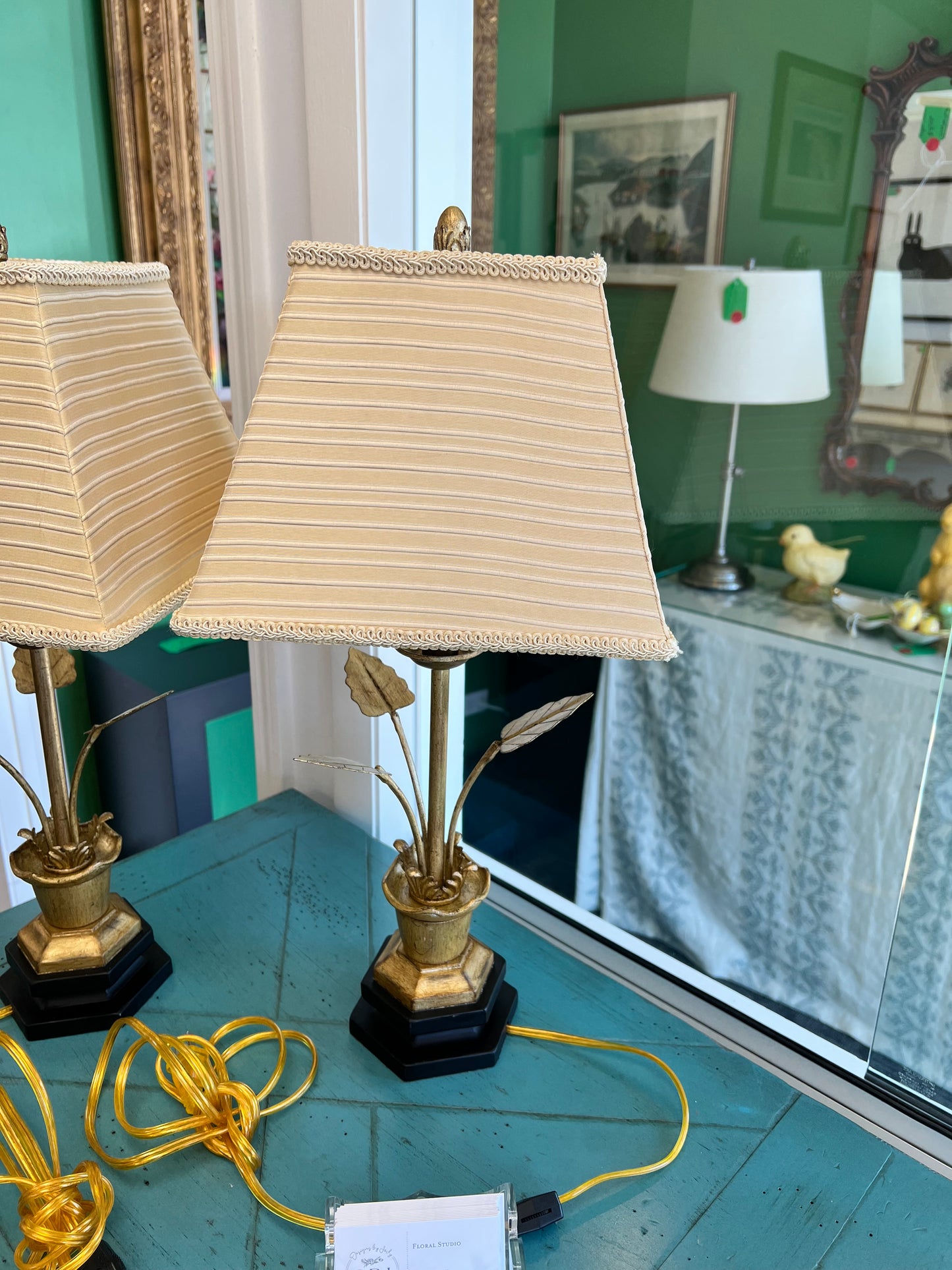 Brushed Gold Potted Plant Lamp
