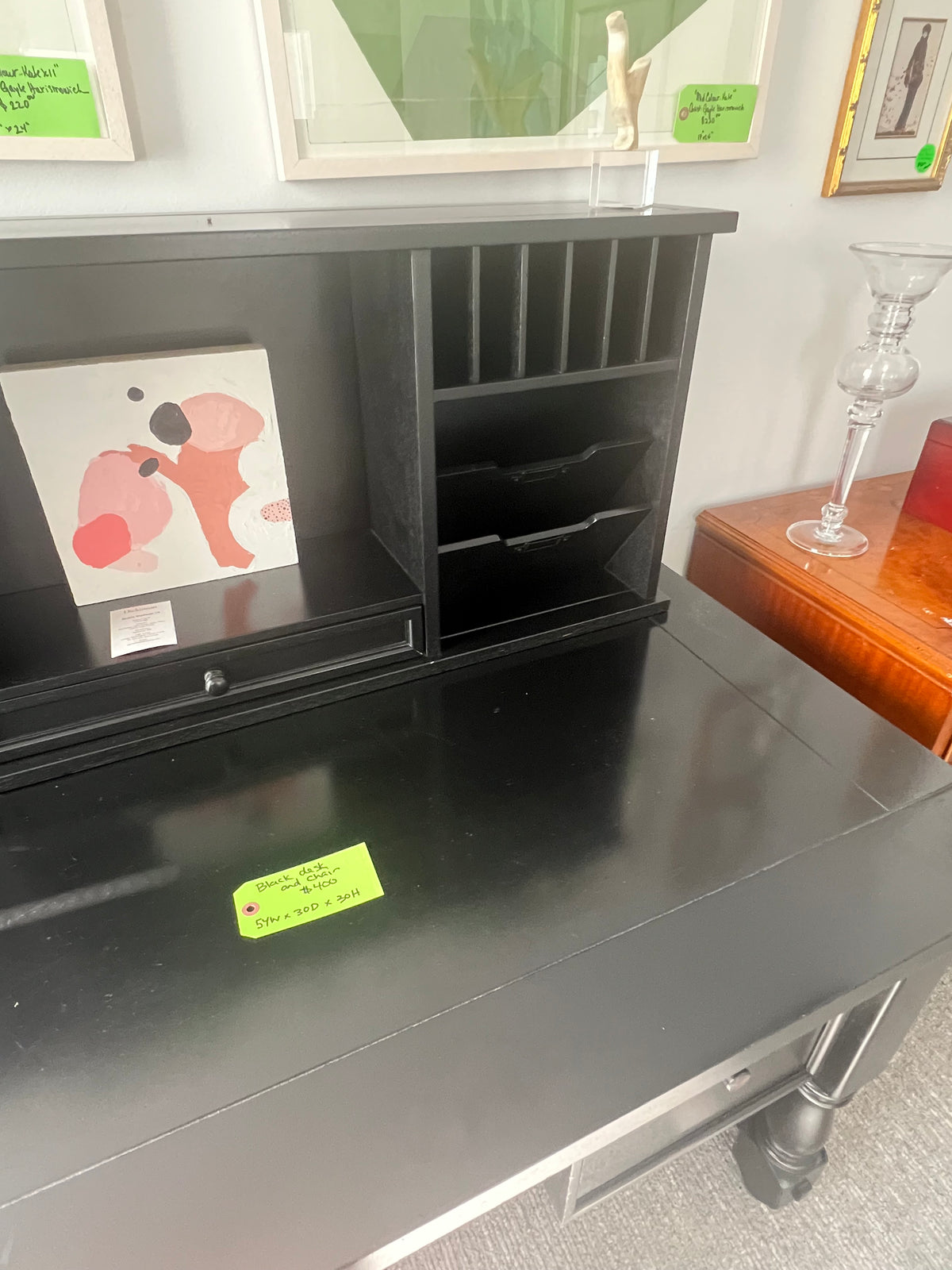 Black Desk And Chair With Detachable Hutch