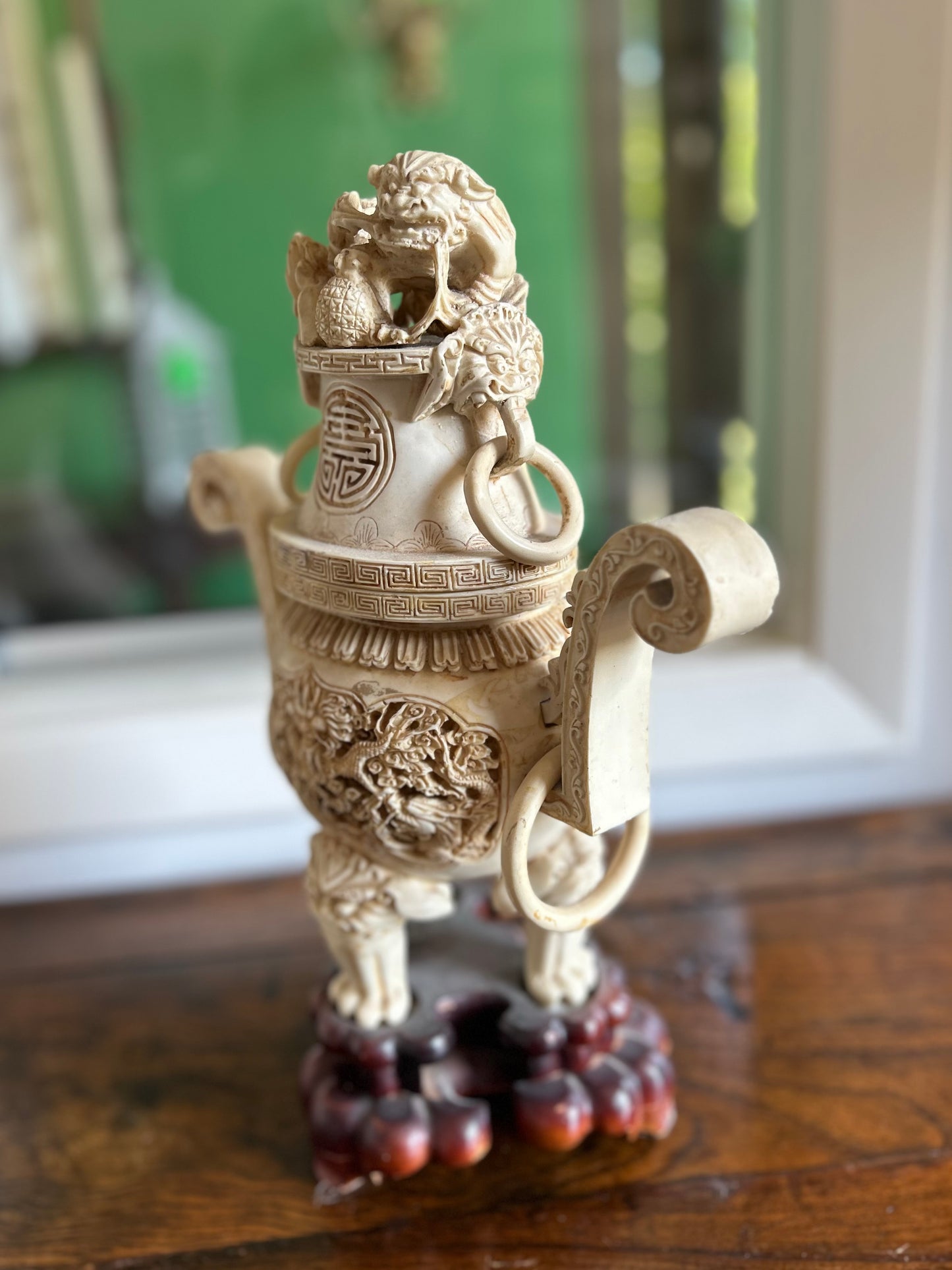 Coral Foo Dog Lamp