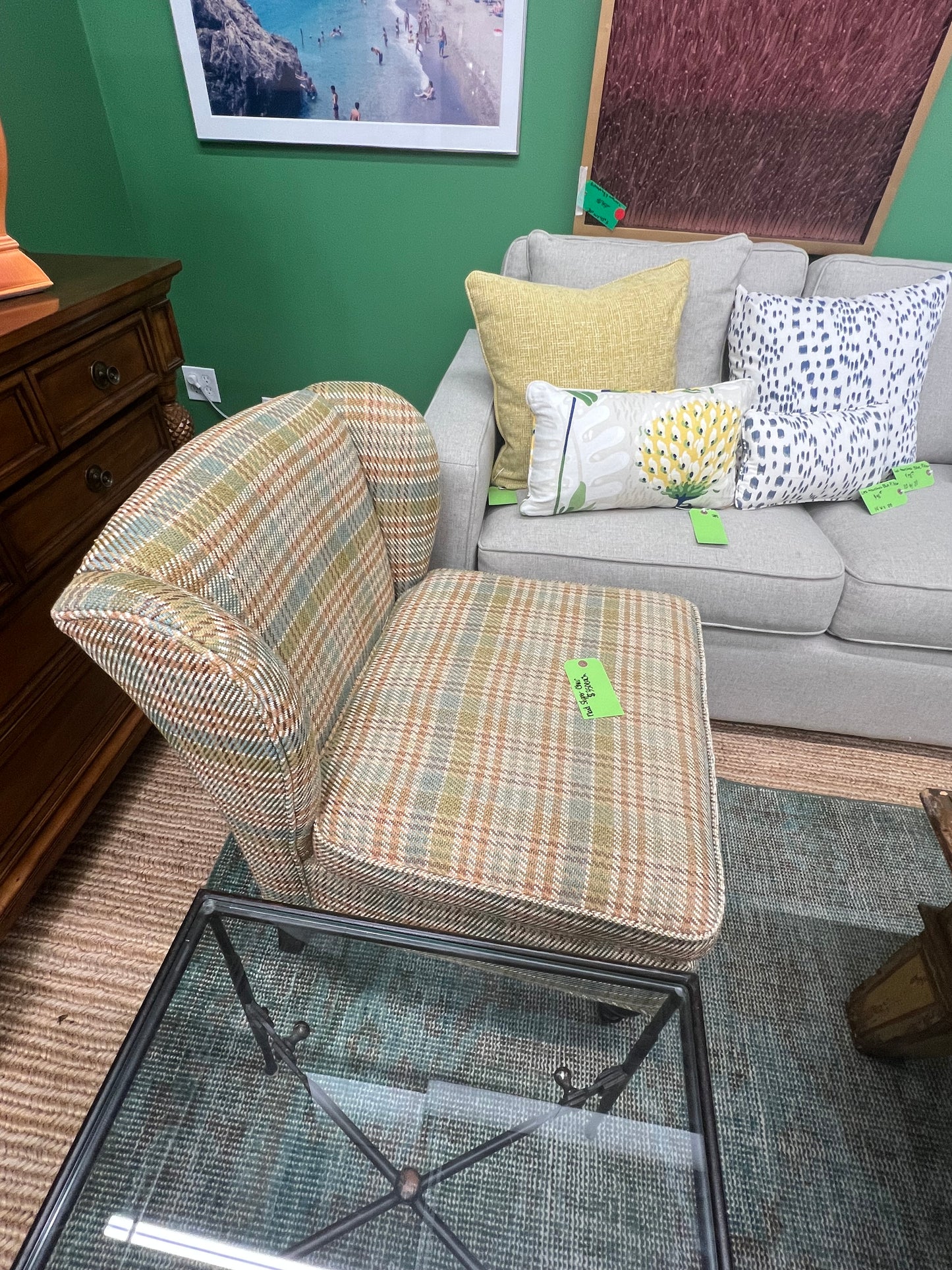 Plaid Slipper Chair