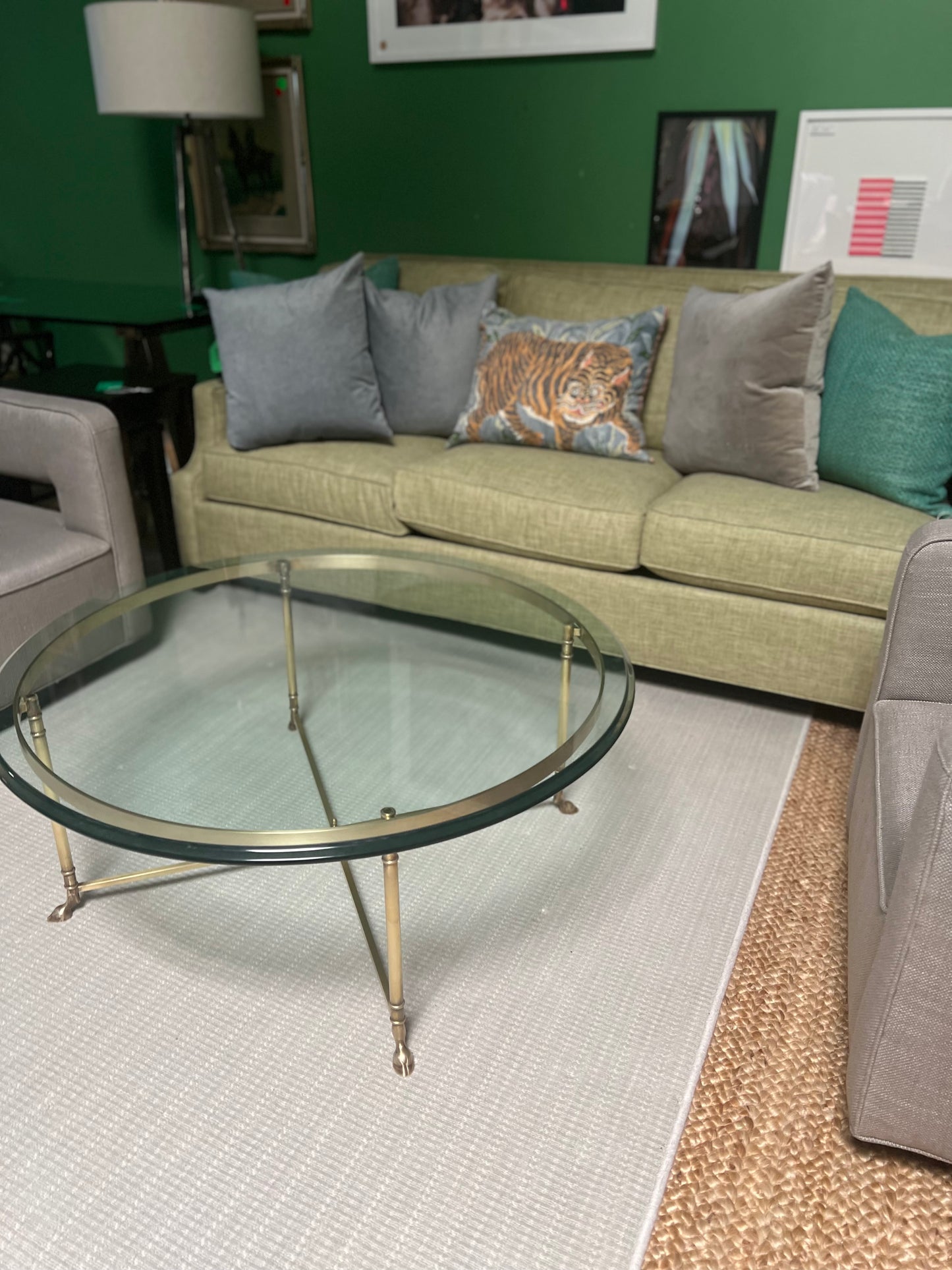 Round Glass Top Coffee Table With Brass Frame