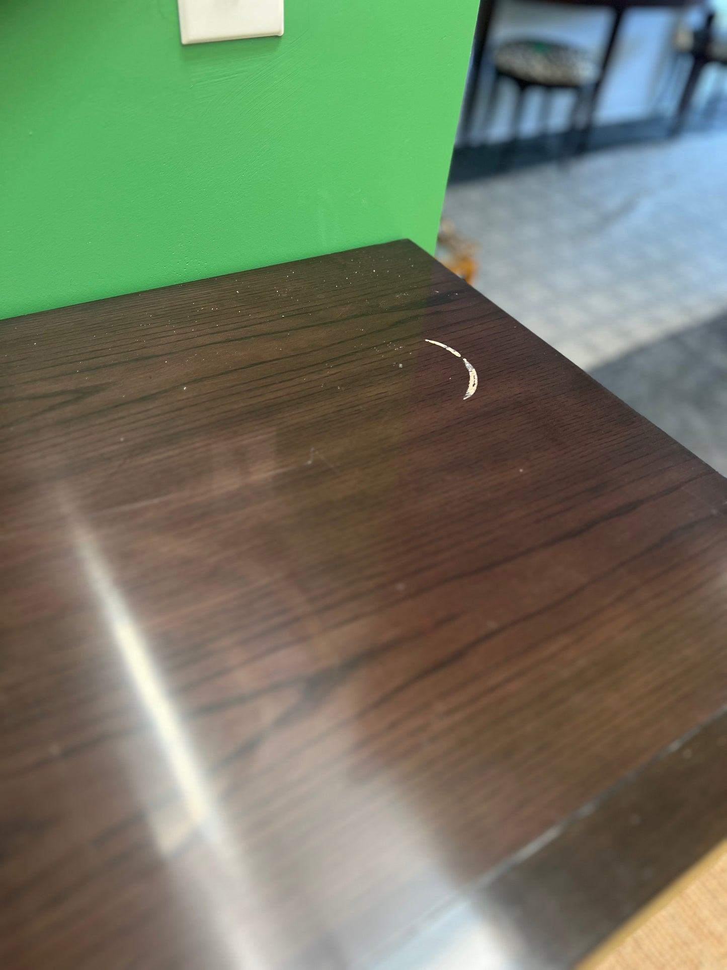 Three Drawer Burled Wood Dresser