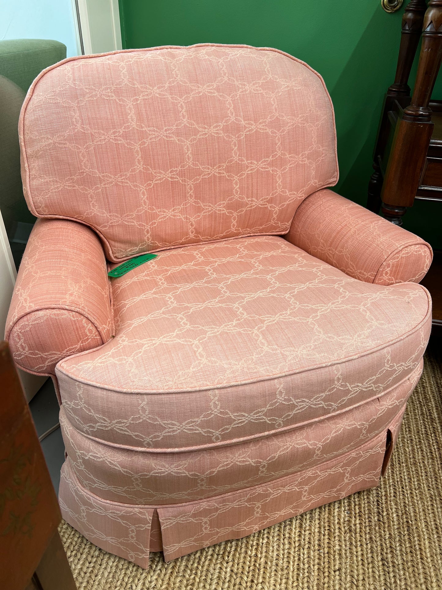 Pink Club Chair With Ottoman