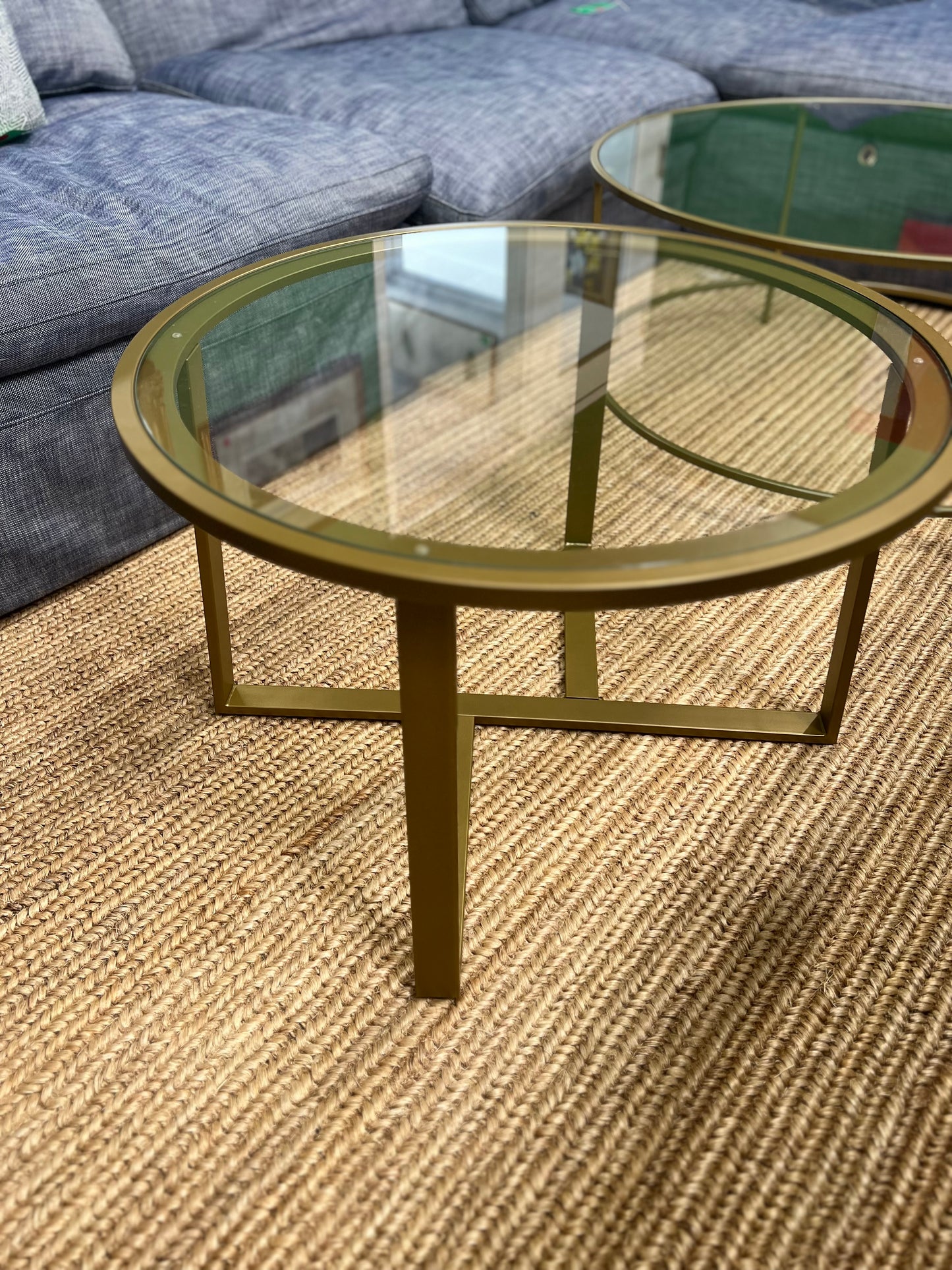 Small Round Glass And Metal Tabls