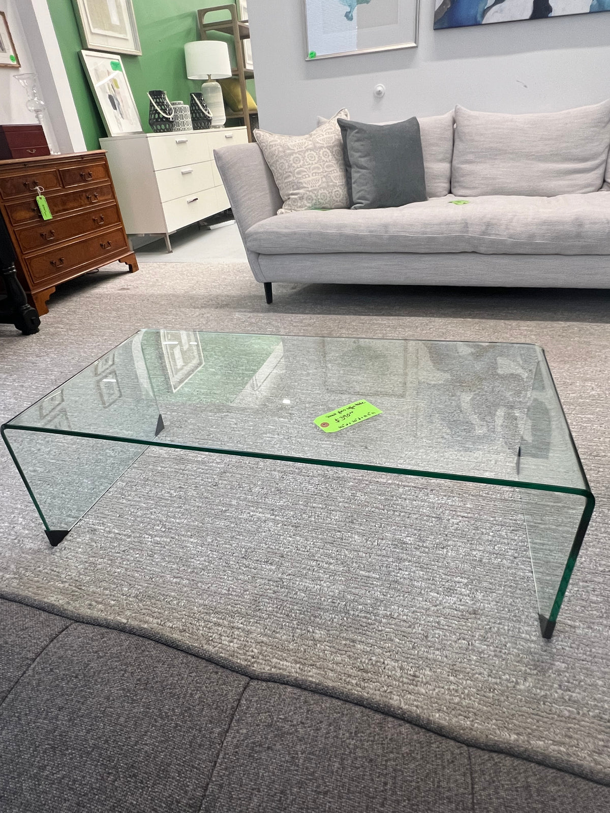 Small Glass Waterfall Coffee Table