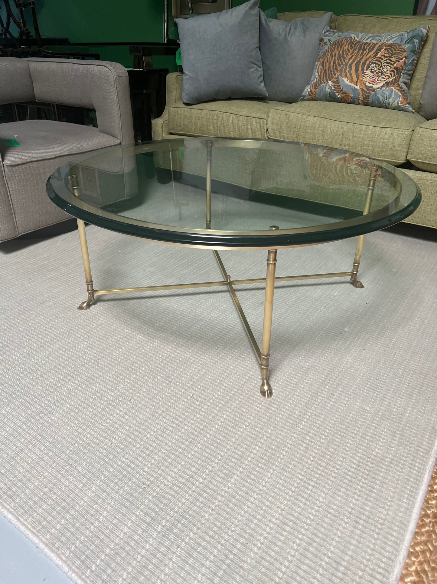 Round Glass Top Coffee Table With Brass Frame