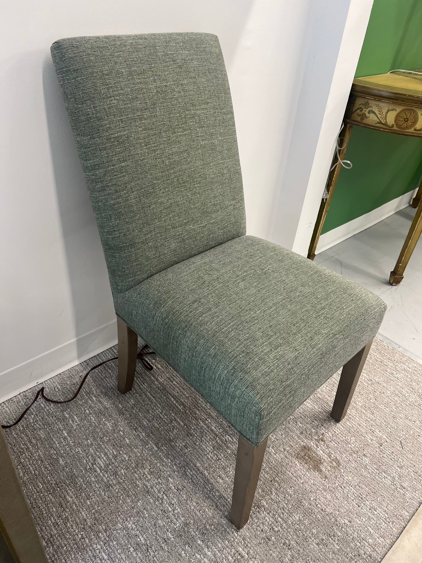 Ethan Allen Upholstered Green End Chair
