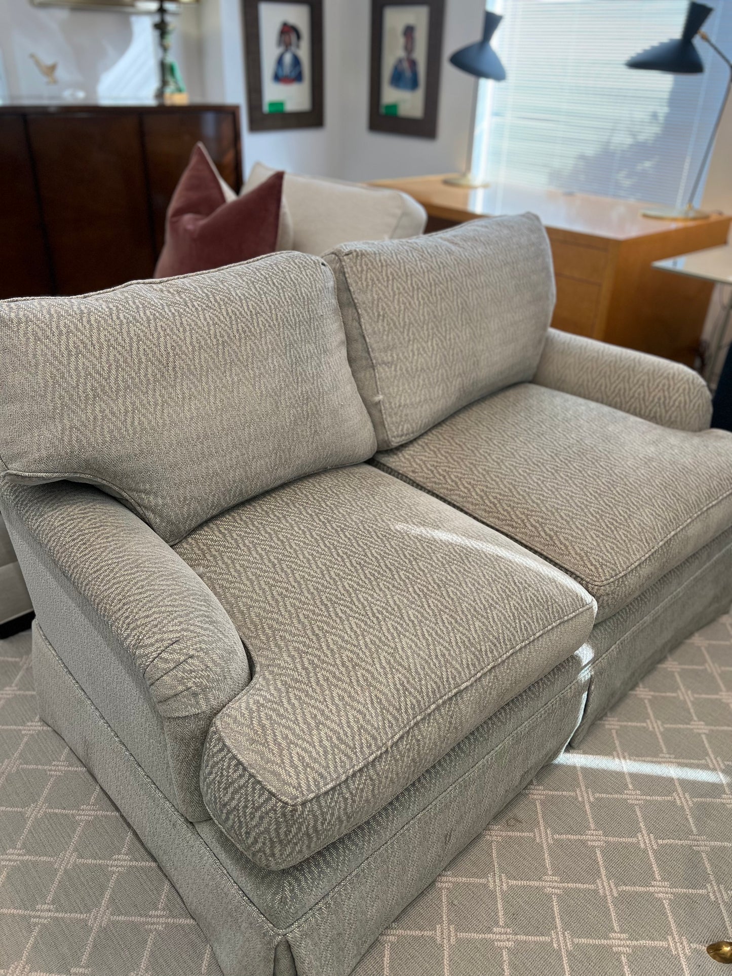 Blue And White Chevron Loveseat