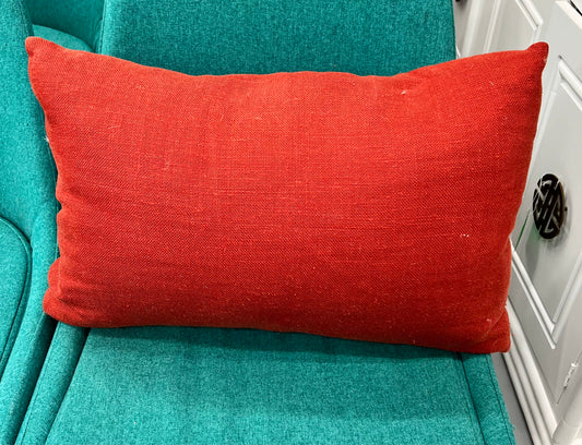 Red Linen Rectangular Pillow