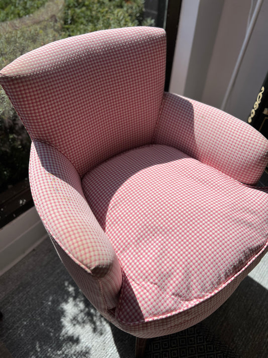 Pink Gingham Bedroom Chair