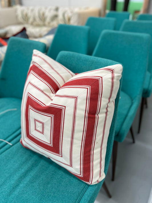 Large Red And White Throw Pillow