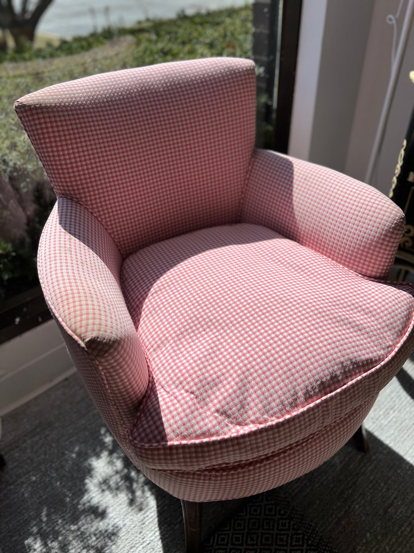 Pink Gingham Bedroom Chair