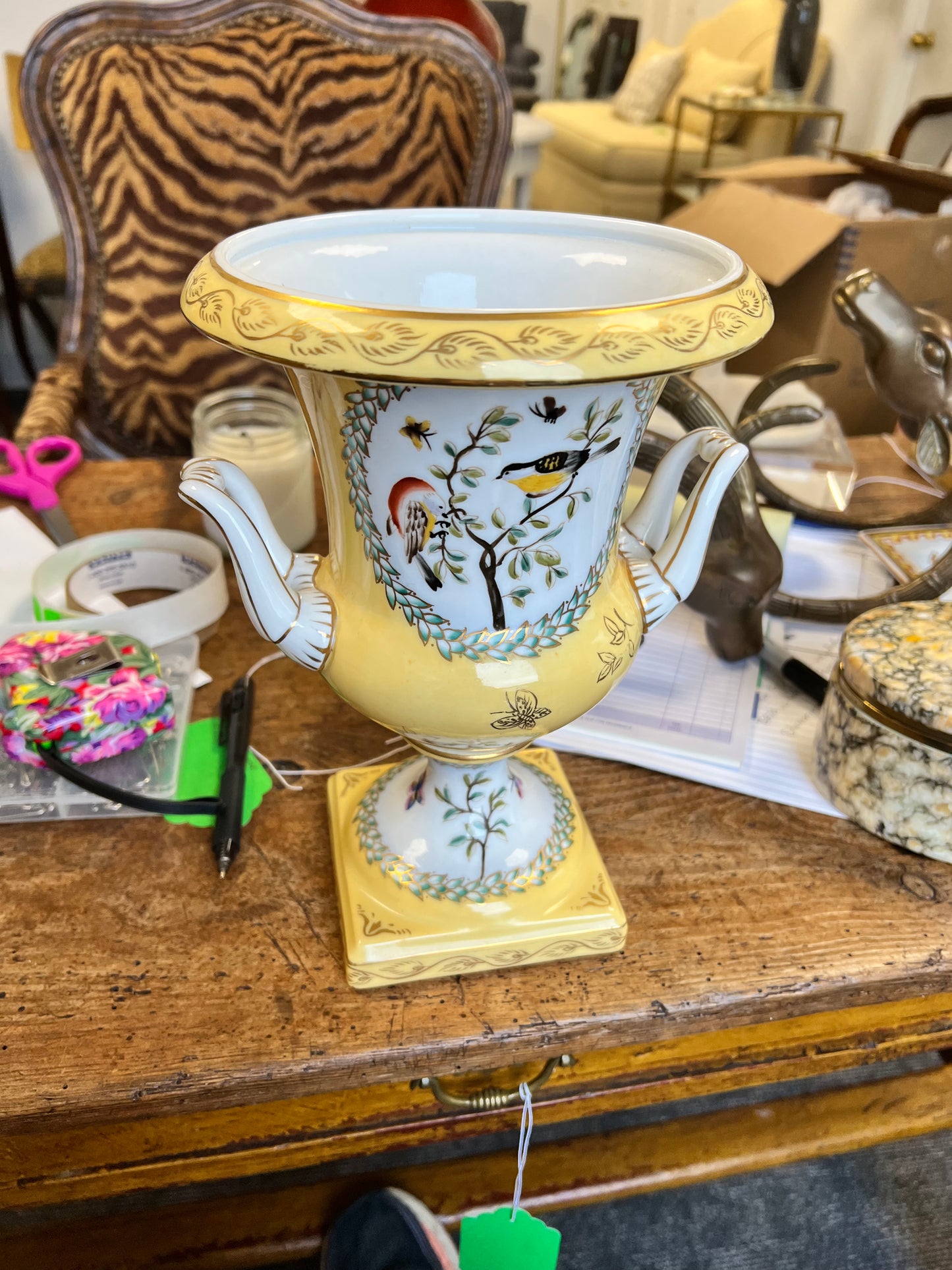 Porcelain Bird Urn