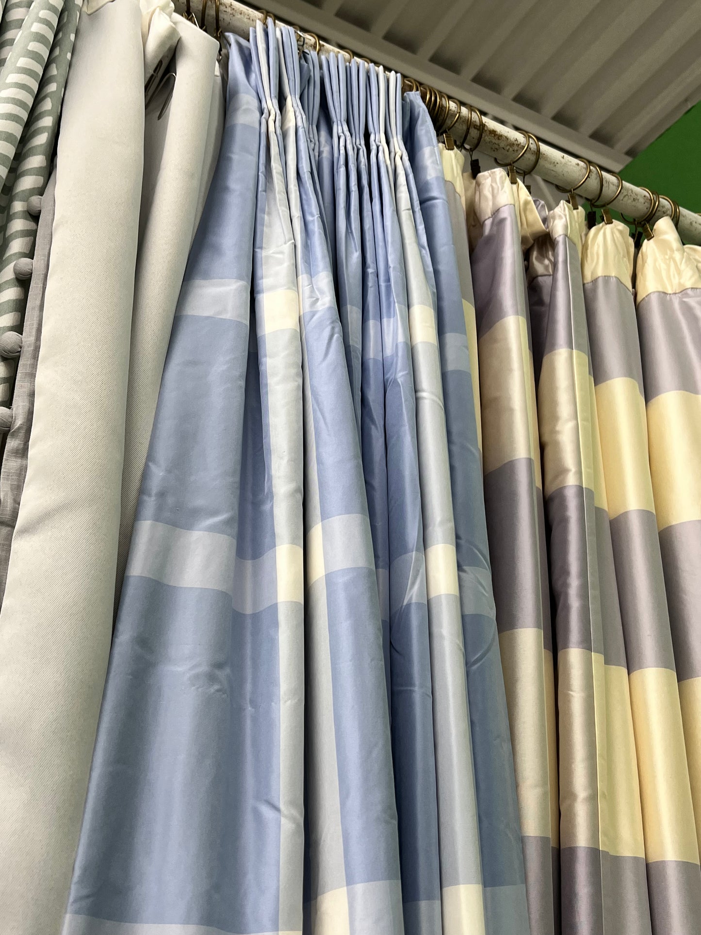 Cornflower Blue Plaid Silk Panels