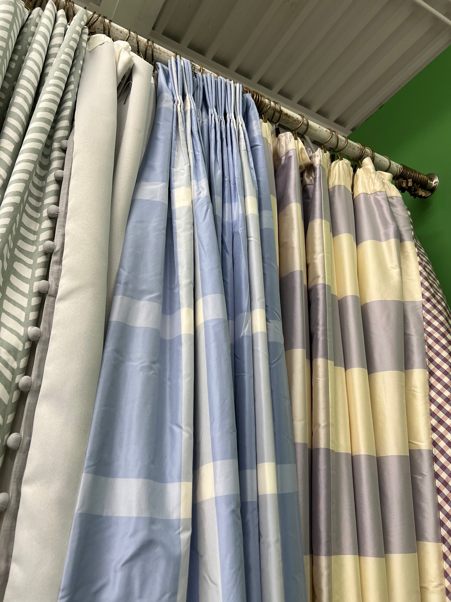 Cornflower Blue Plaid Silk Panels