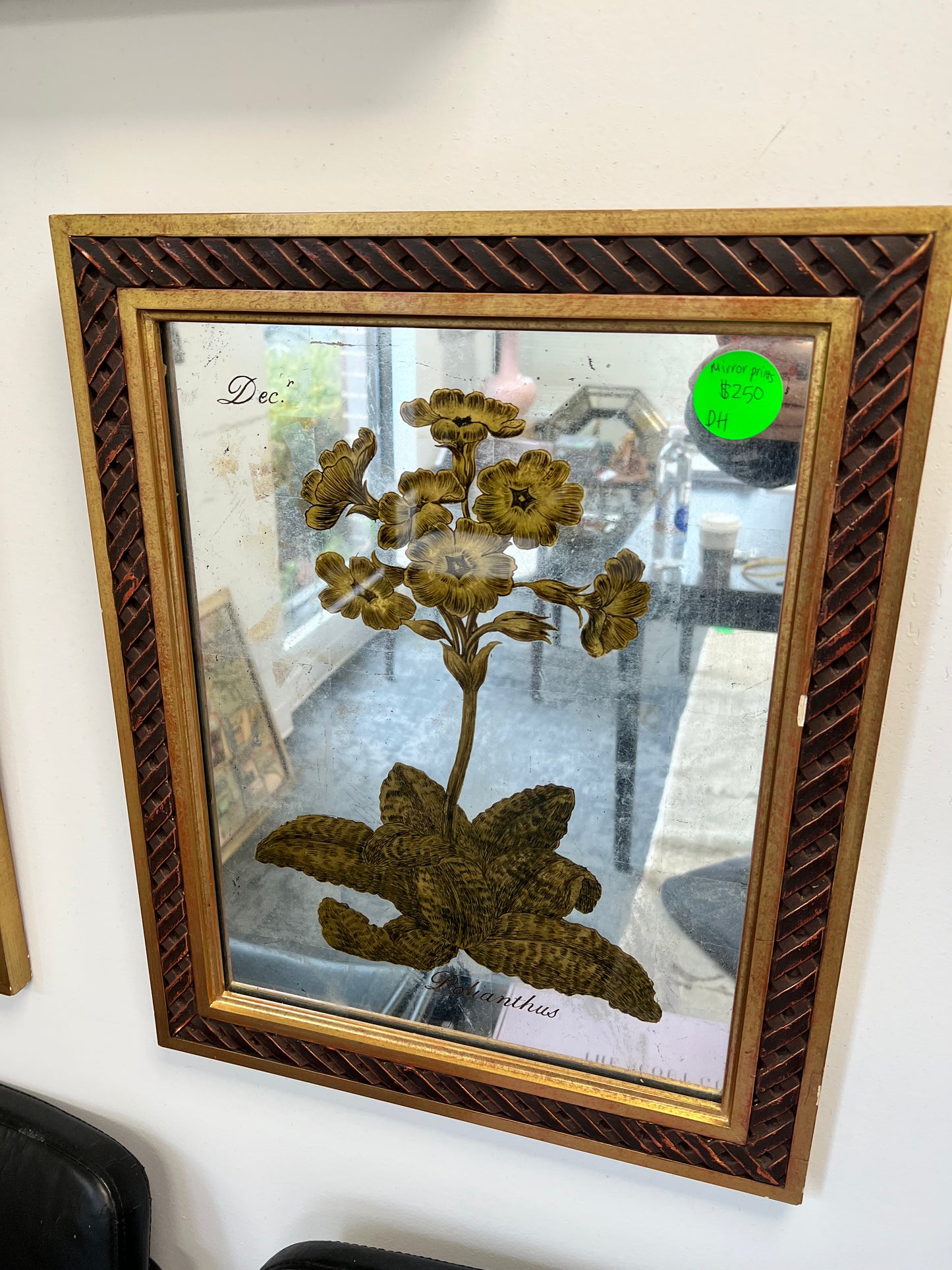 Framed Antique Mirror Flower