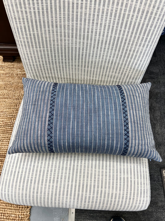 Rectangular Blue And White Pillow