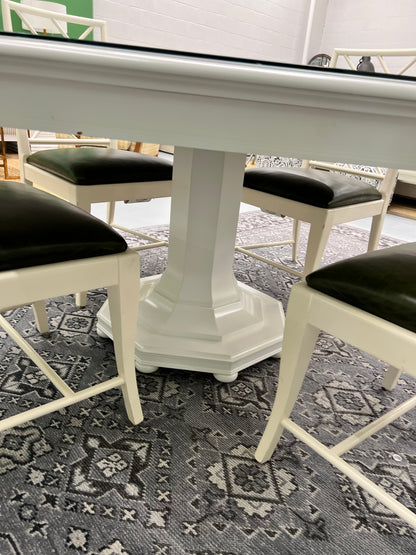White Octagon Shaped Pedestal Dining Table