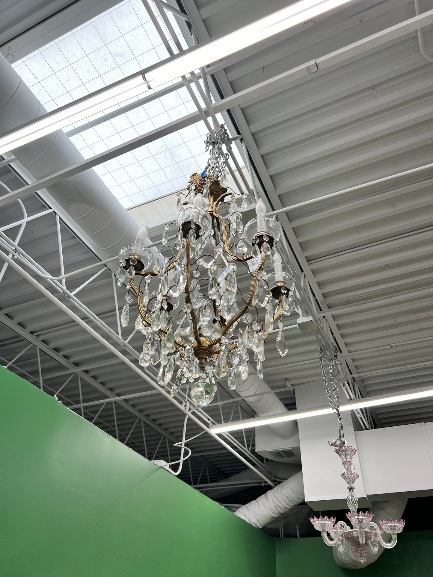 Crystal And Bronze Chandelier