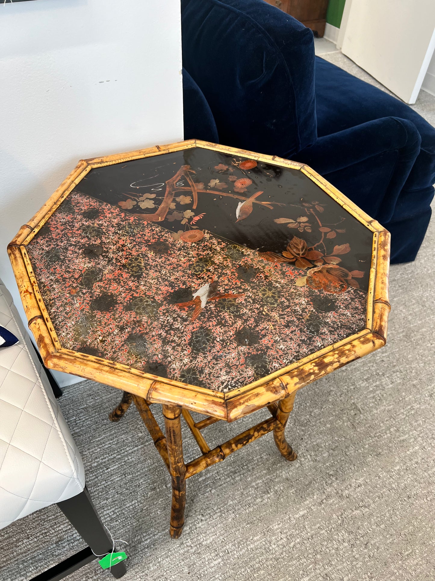 English Bamboo Painted Octagon Side Table