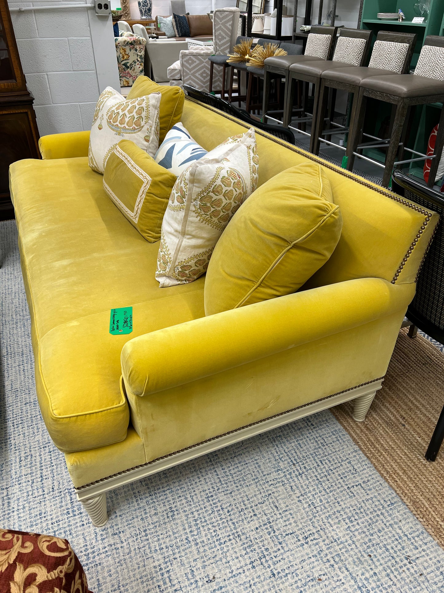 Vintage Yellow Velvet Sofa