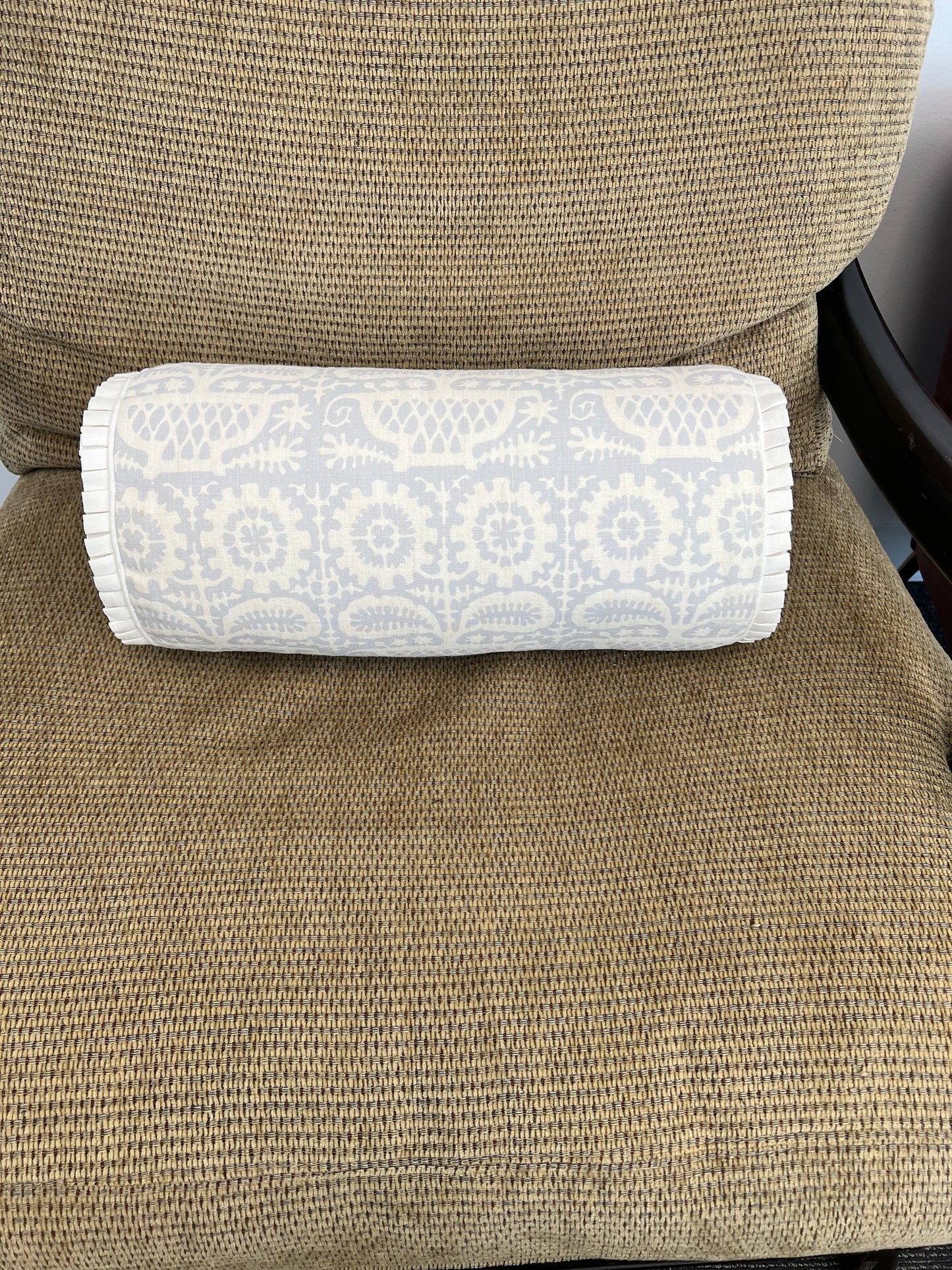 Light Blue And Cream Quadrille Bolster