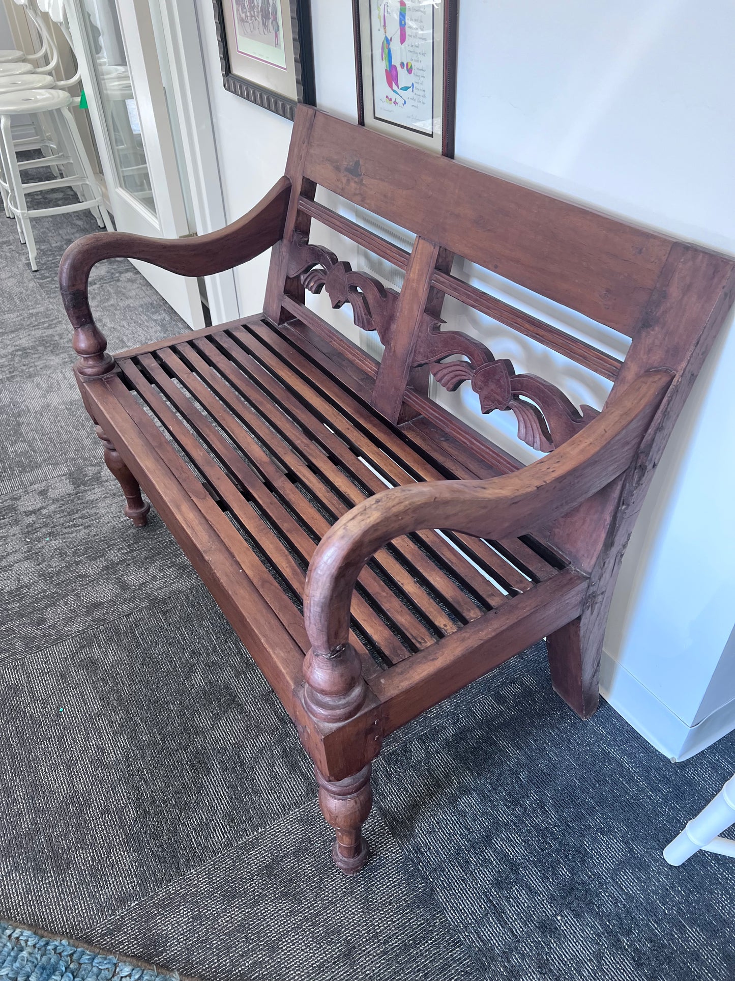 Carved Wood Bench