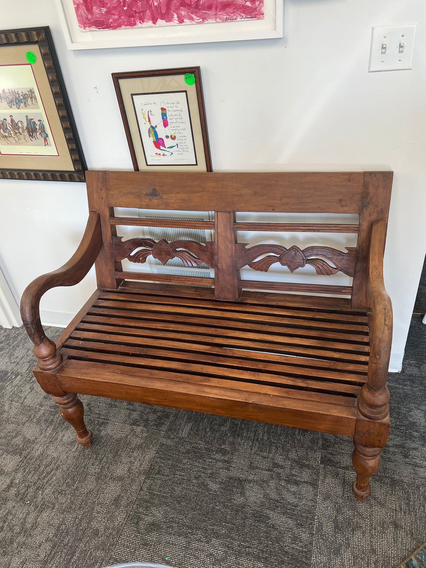 Carved Wood Bench