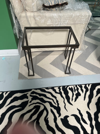 Wrought Iron Glass Top Side Table