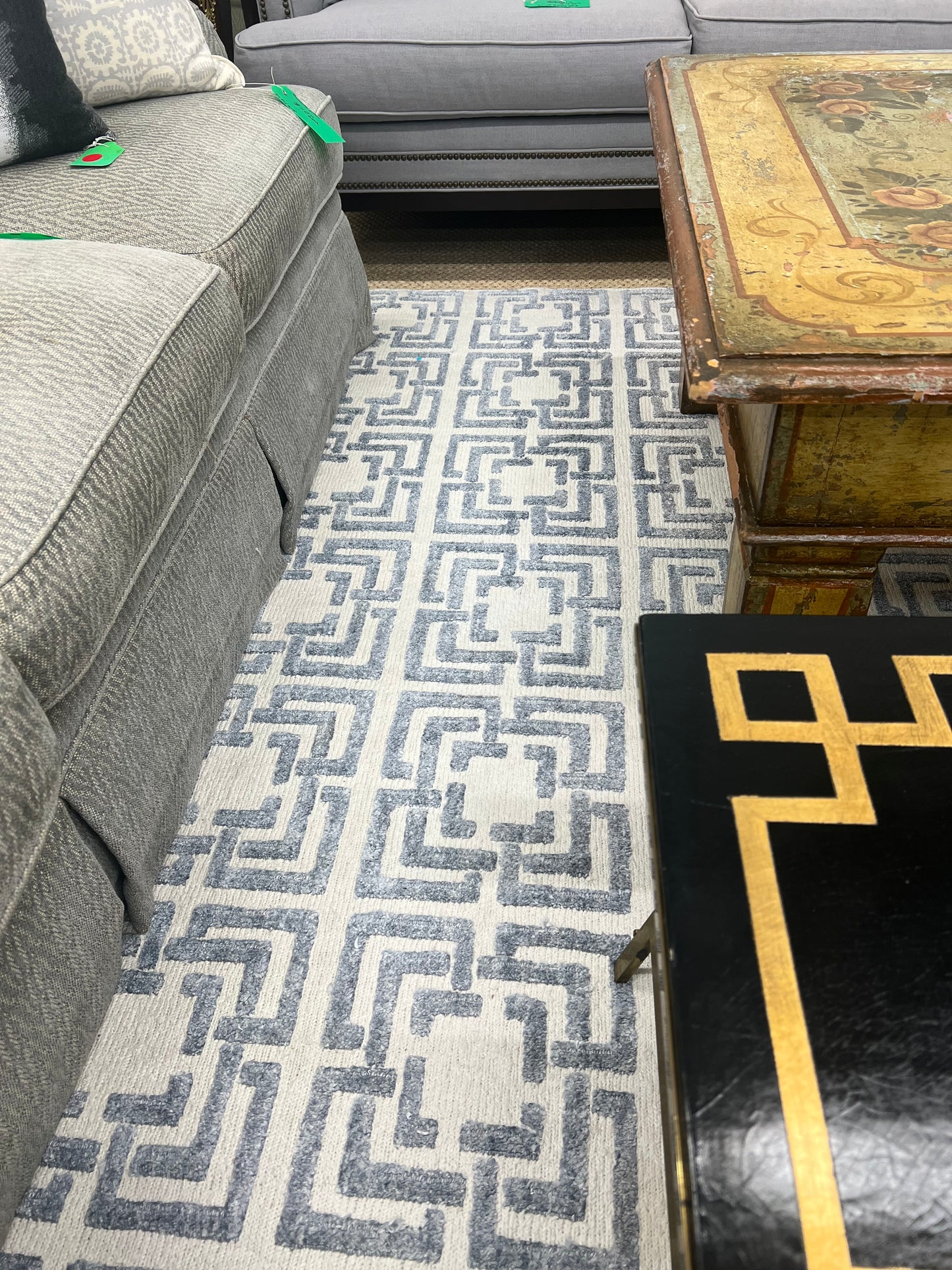 Blue & White Geometric Shape Rug