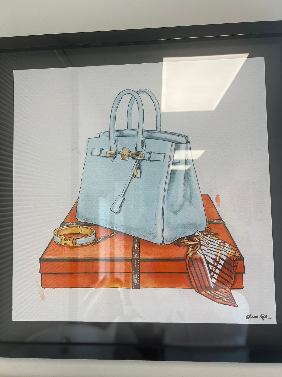 Framed Hermes Watercolor