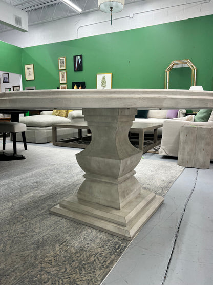 Ballard Design 60” Pedestal Dining Table In Mango Wood